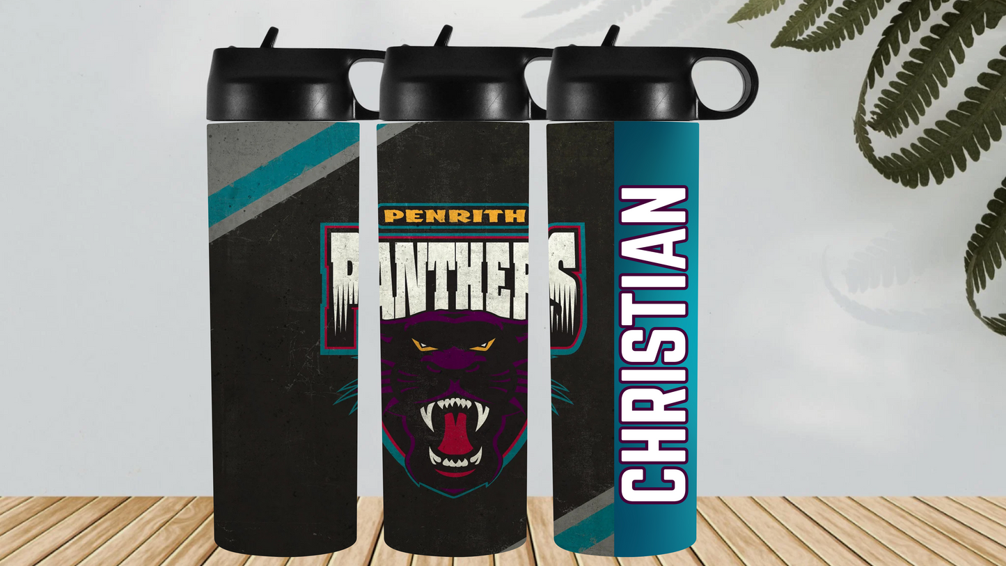 ๐พ Penrith Panthers Drink Bottle โ Personalized NRL Water Bottle