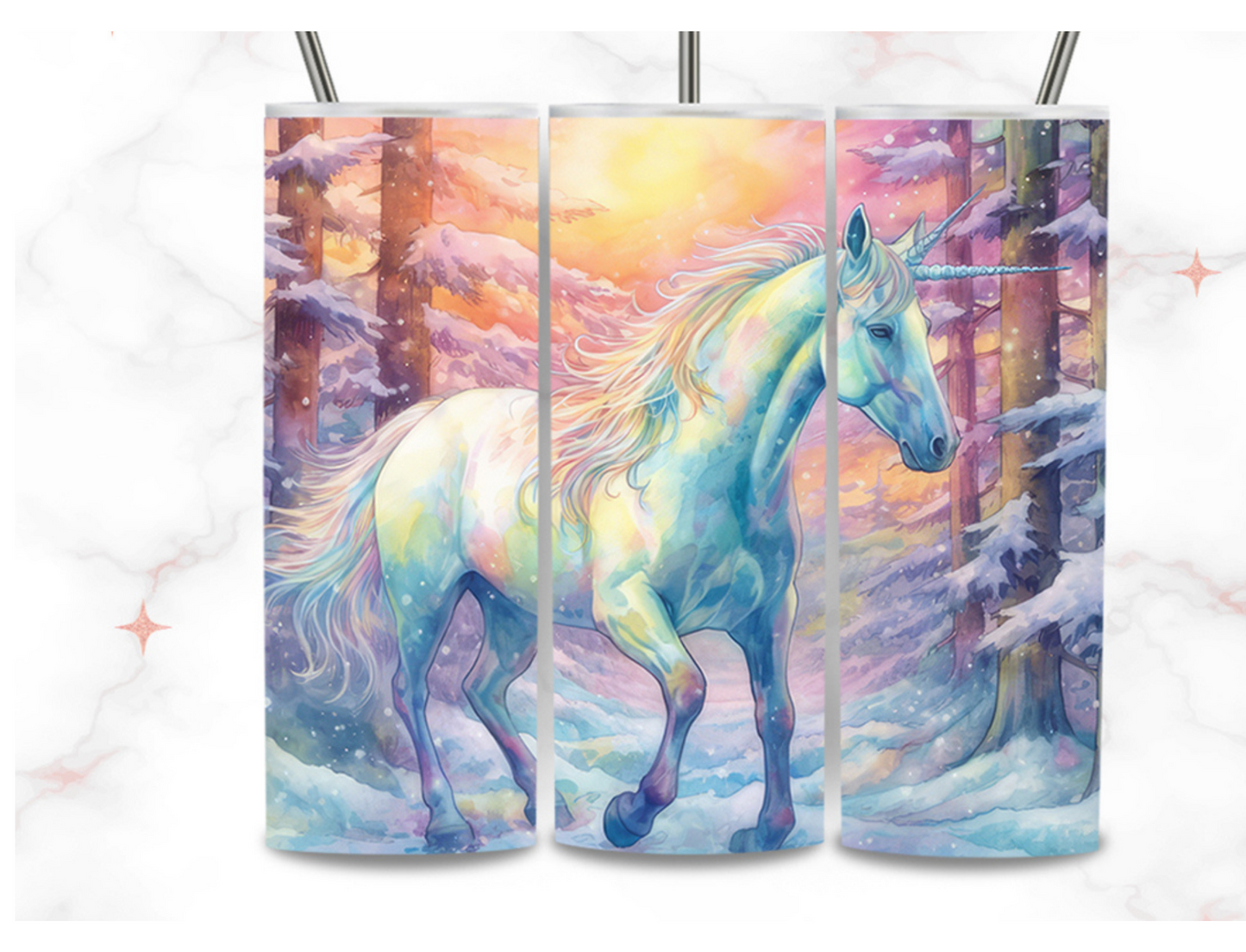 Unicorn in snow 20 oz Tumbler