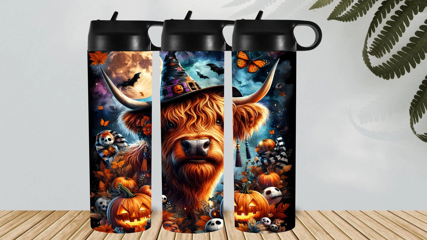 HIGHLAND COW IN A WITCHES HAT HYDRO DRINK BOTTLE