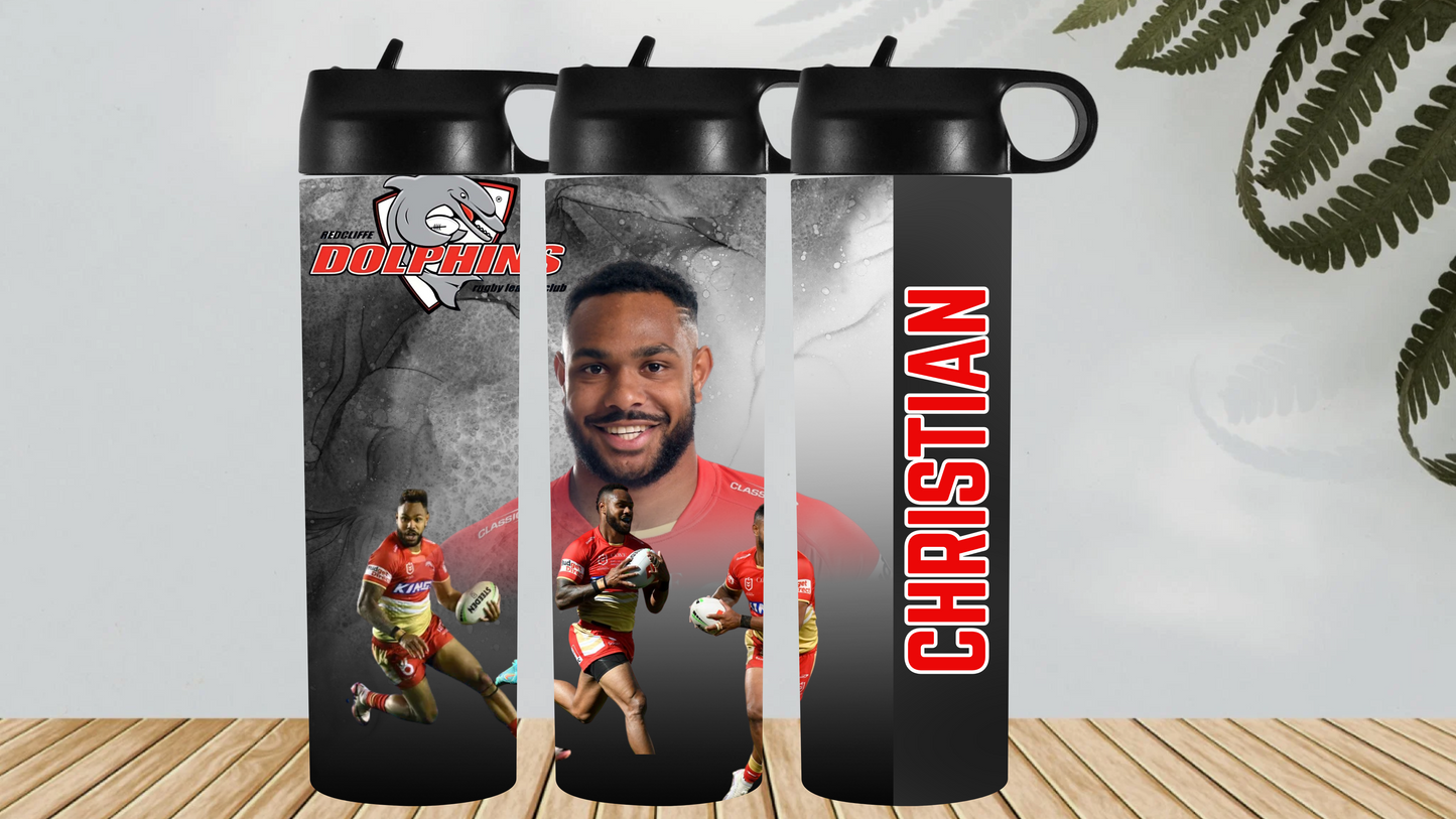 🏉 Hamiso Tabuai-Fidow “Hammer” Dolphins Drink Bottle – Personalized
