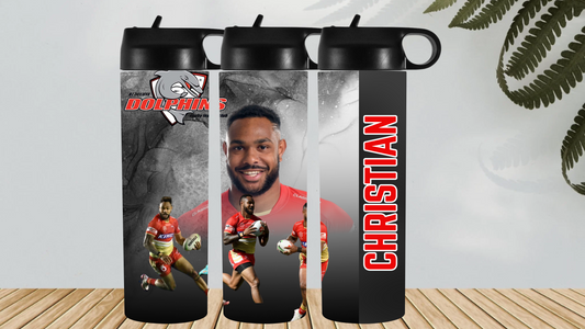 🏉 Hamiso Tabuai-Fidow “Hammer” Dolphins Drink Bottle – Personalized