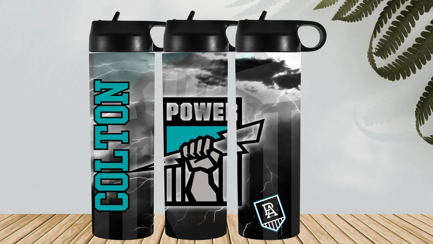 ⚡ Port Adelaide Power Drink Bottle – Personalized AFL Water Bottle