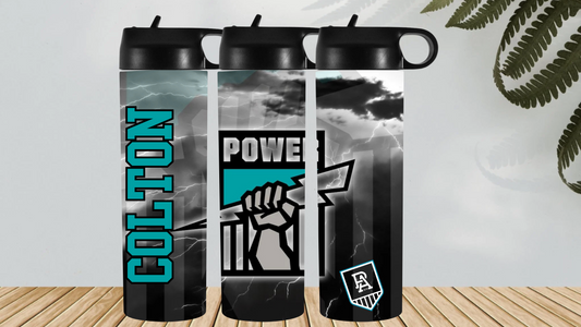 ⚡ Port Adelaide Power Drink Bottle – Personalized AFL Water Bottle