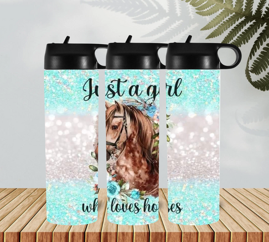 JUST A GIRL WHO LOVES HORSESHYDRO DRINK BOTTLE