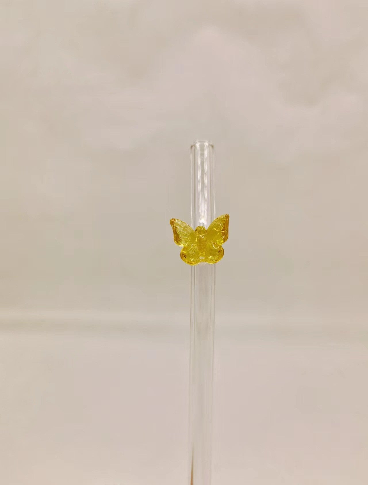 Colored Glass Small Flower Butterfly Straw