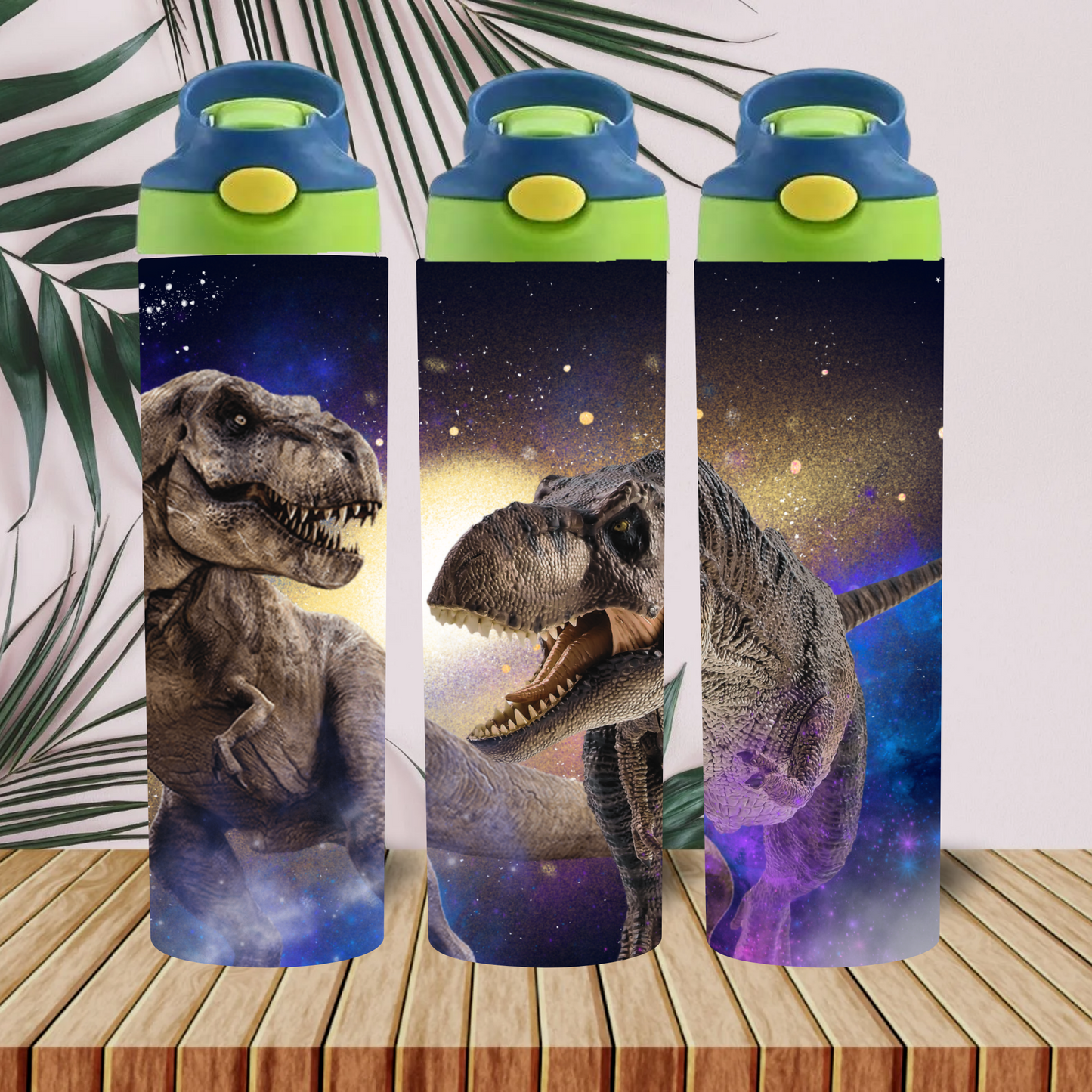 Dinosaures in Space  Drink Bottle Personalized