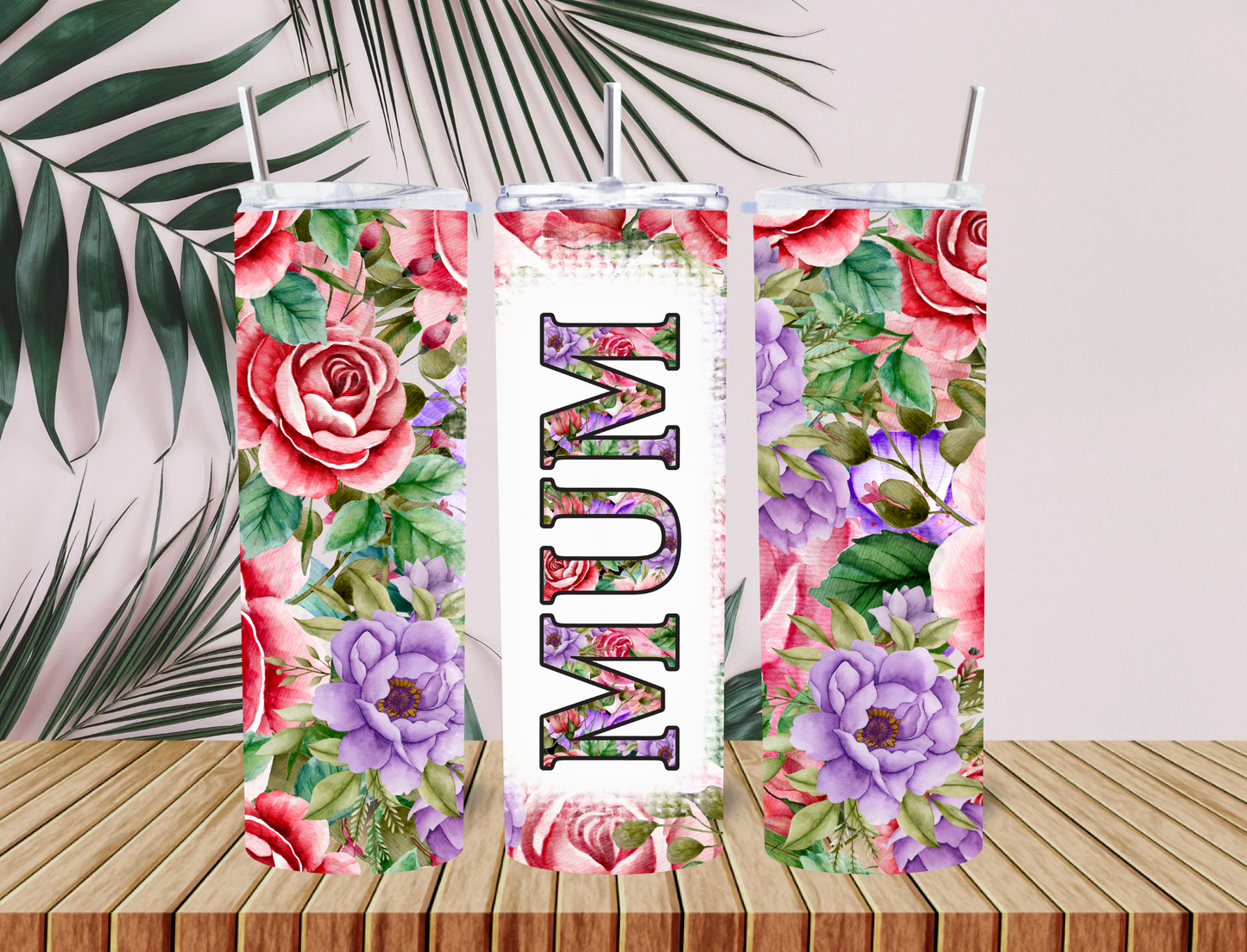 Mum red roses and Purple Flowers 20 oz Tumbler