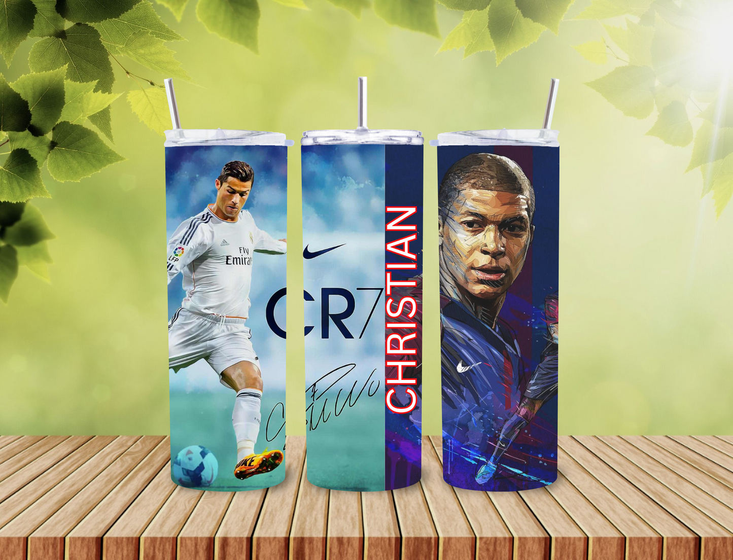 Ronaldo and Mbappe 20 oz Tumbler