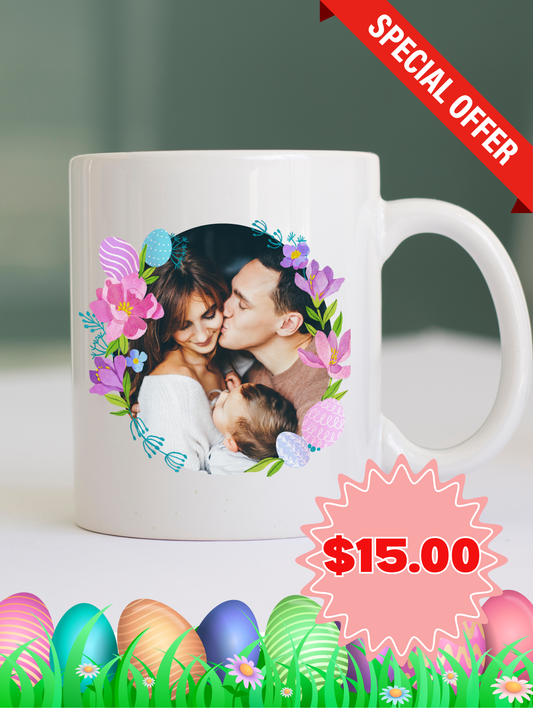 Easter picture mugs pink and purple floral