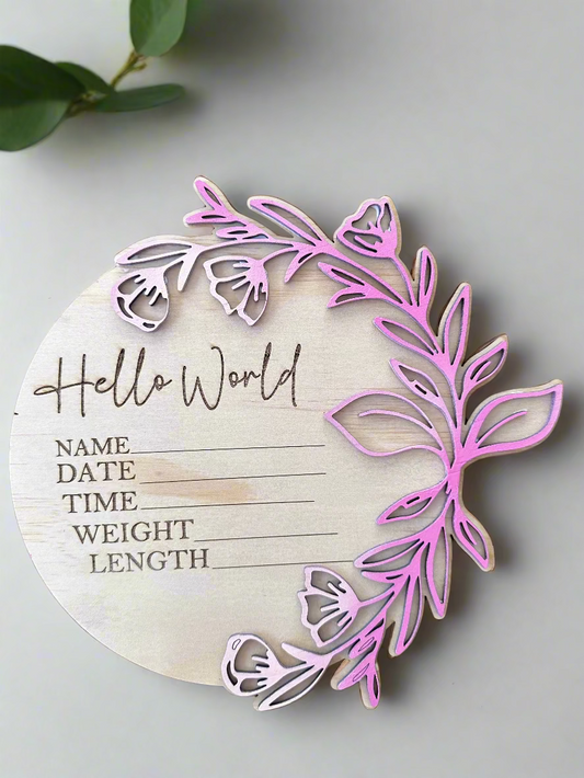 Hello World ombré pink flowers