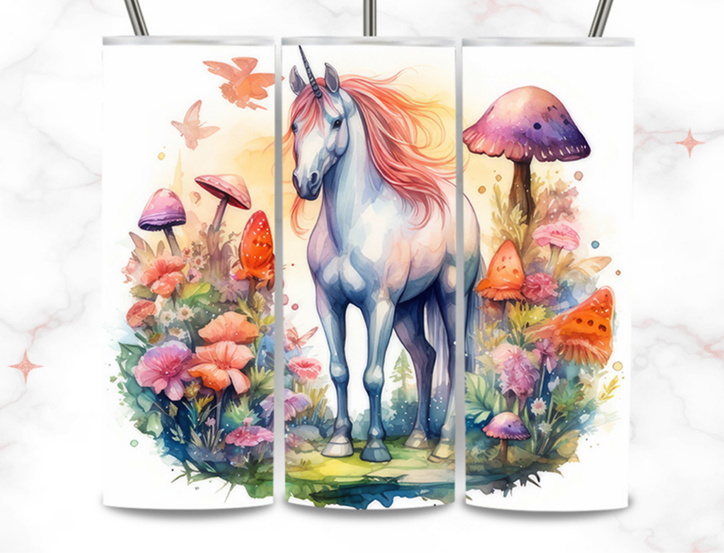 Unicorn and mushrooms 20 oz Tumbler