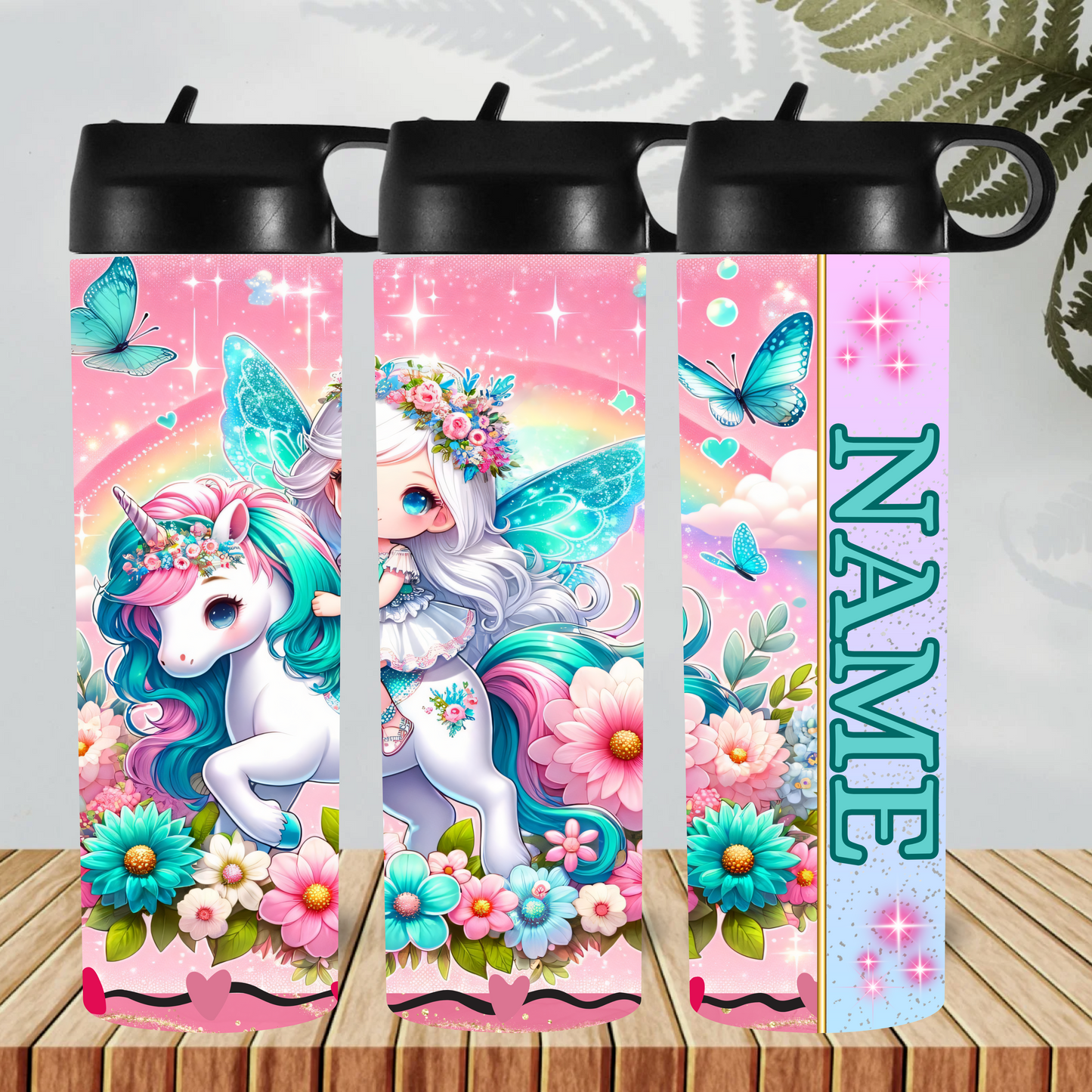CUTE RAINBOW FAIRY AND UNICORN   HYDRO DRINK BOTTLE