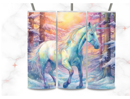 Unicorn in snow  20 oz Tumbler