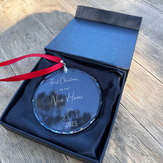 First Christmas in our new Home Crystal Ornament – 60mm with Luxury Magnetic Gift Box