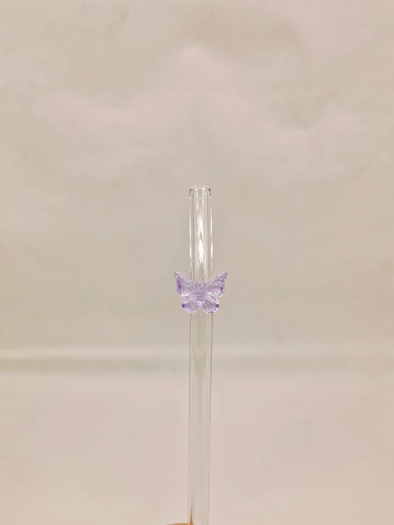 Colored Glass Small Flower Butterfly Straw