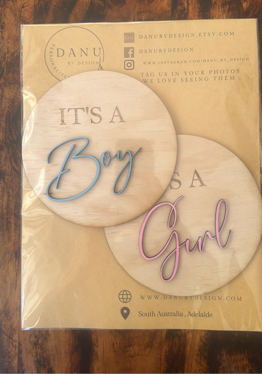 Gender reveal  wooden plaques