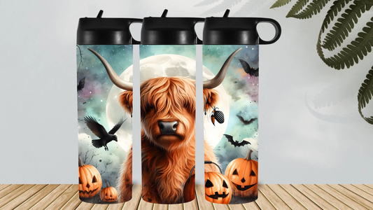 HIGHLAND COW  WITH PUMPKINS HYDRO DRINK BOTTLE