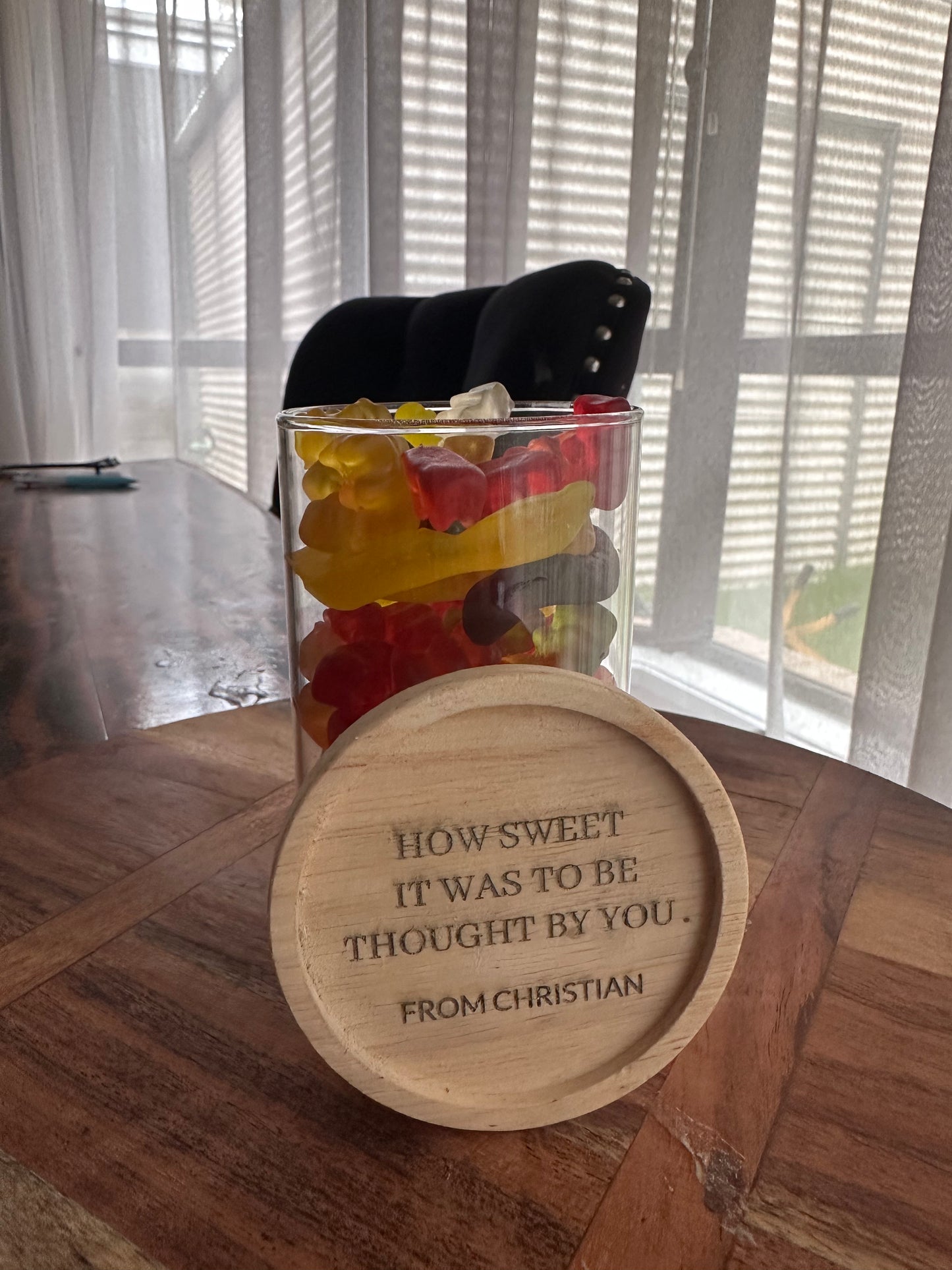 ENGRAVED  WOODEN Teachers SWEETS JAR 330 ML