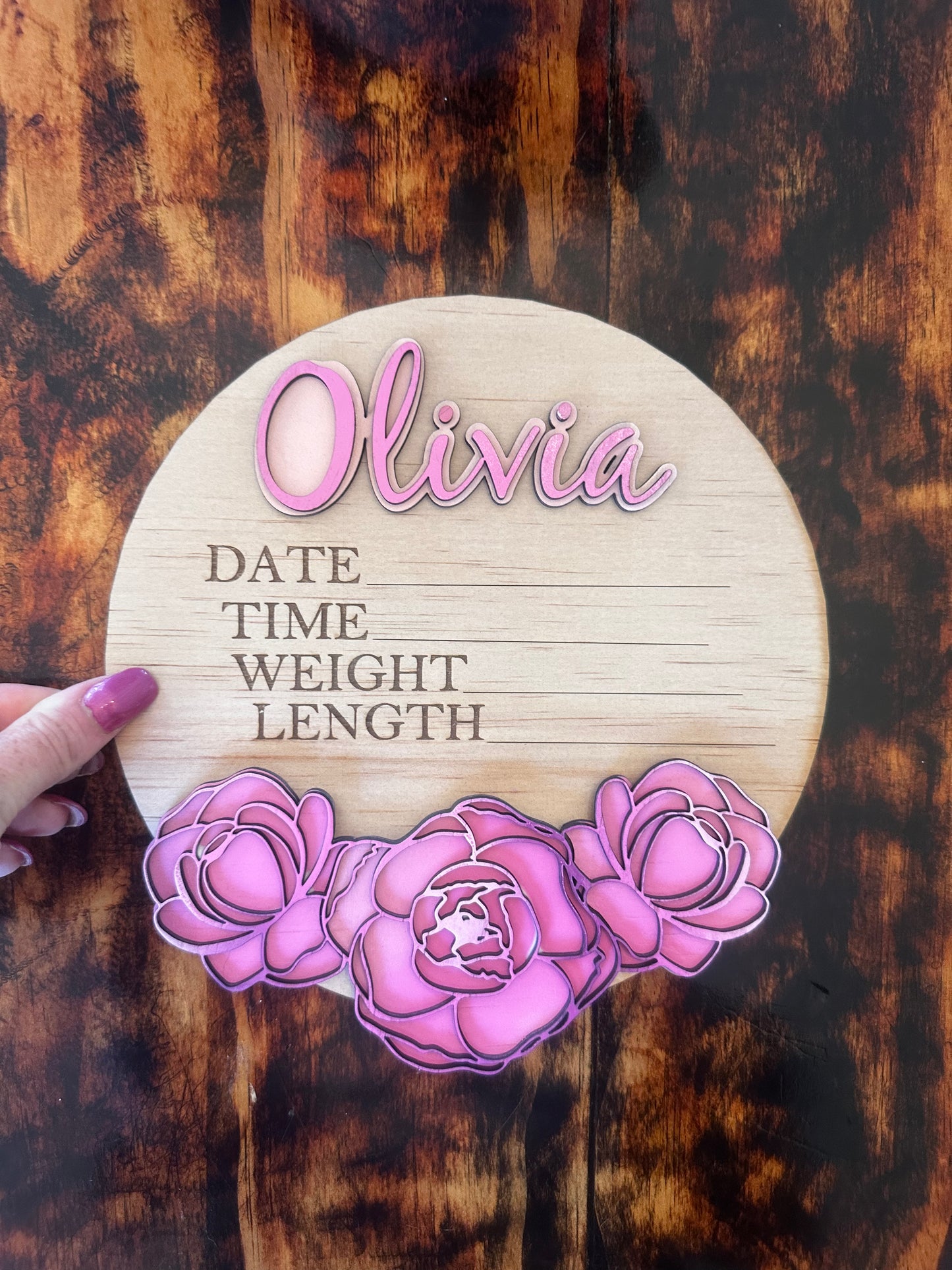 Hello World  hand painted flower  Plaque