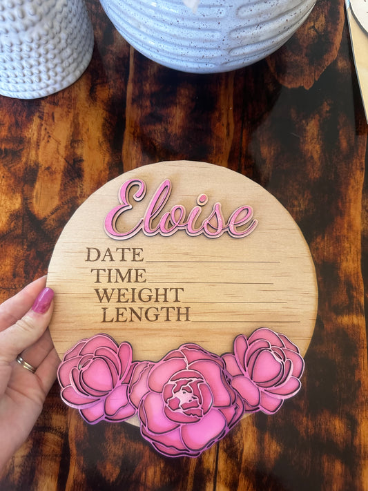 Hello World  hand painted flower  Plaque