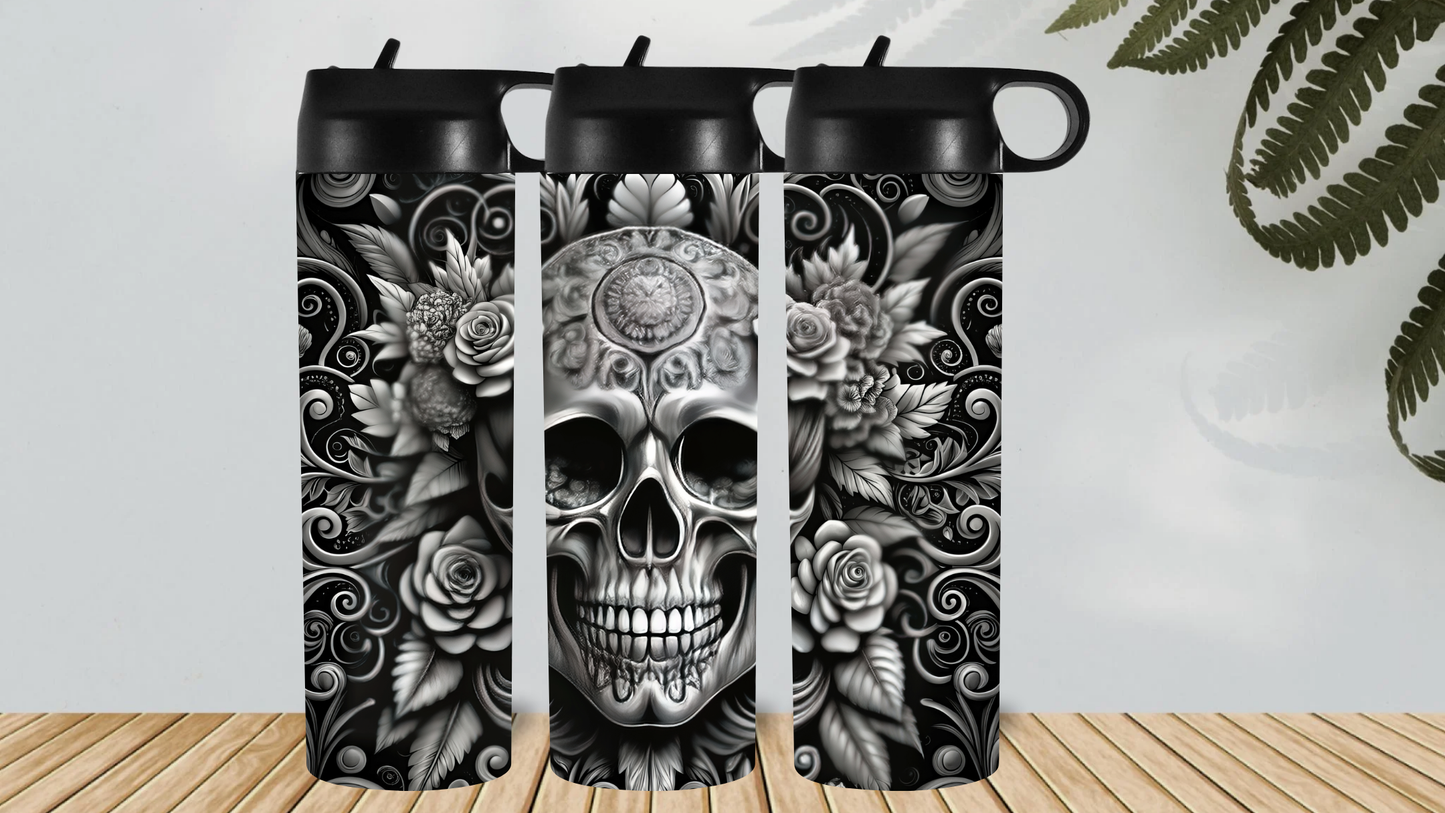 SKULL BLACK AND WHITE HYDRO DRINK BOTTLE