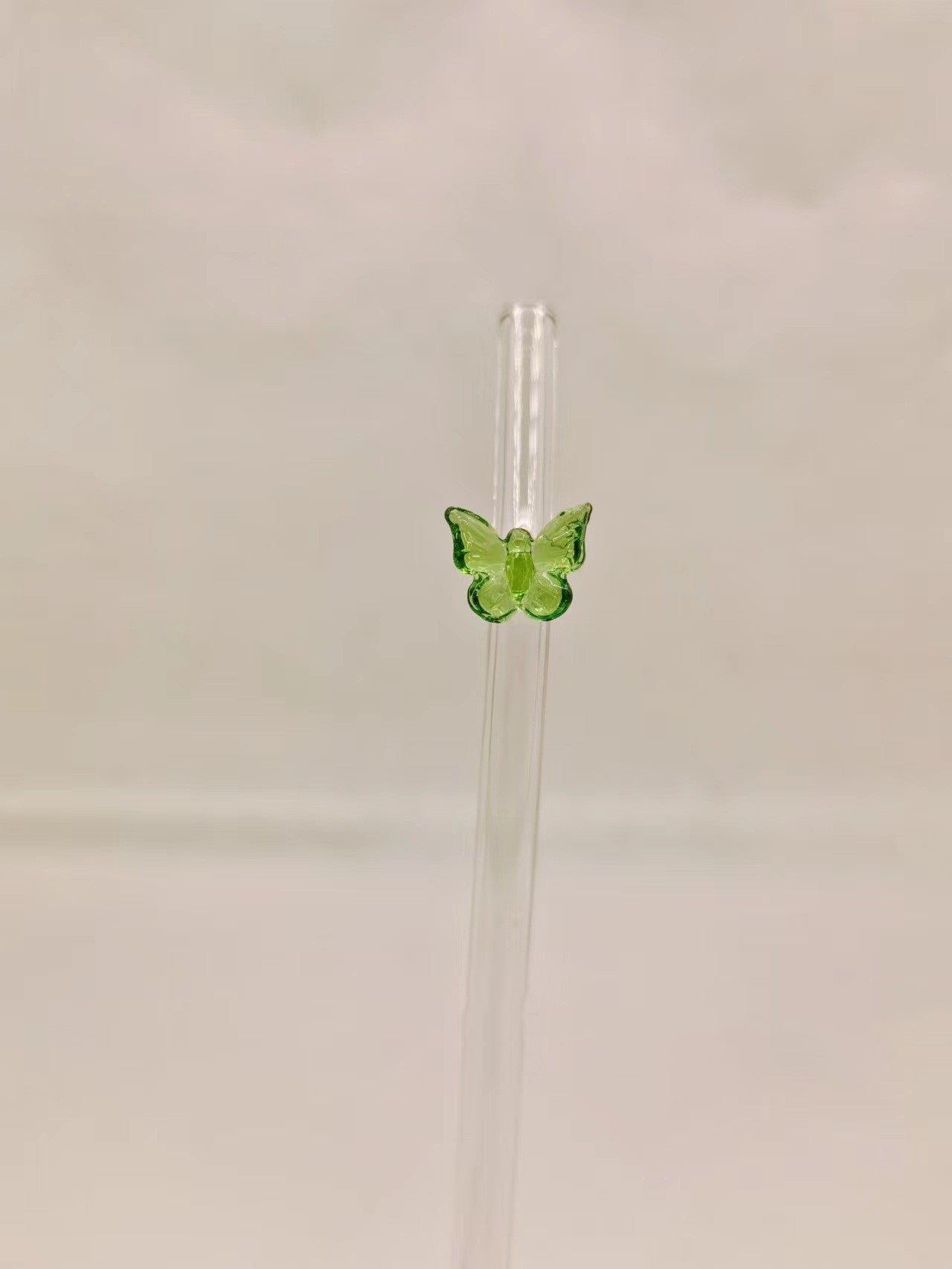 Colored Glass Small Flower Butterfly Straw