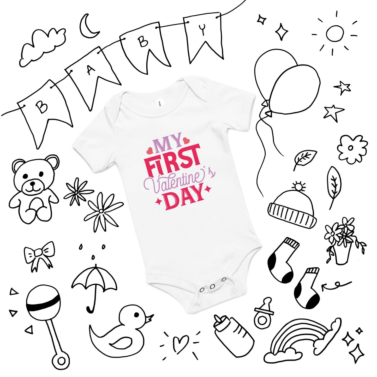 My first valentines day , Baby short sleeve one piece