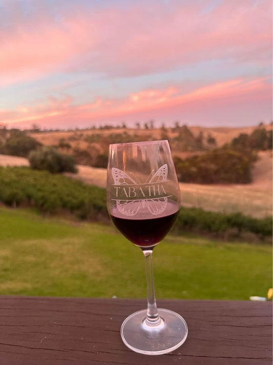 Engraved Butterfly wine  Glass with Name